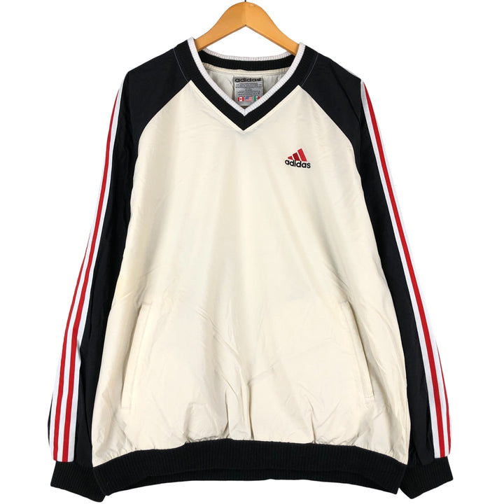Vintage 80s-90'S Adidas V-neck nylon pullover, men's size L Nylon pale white type Vintage Second Hand