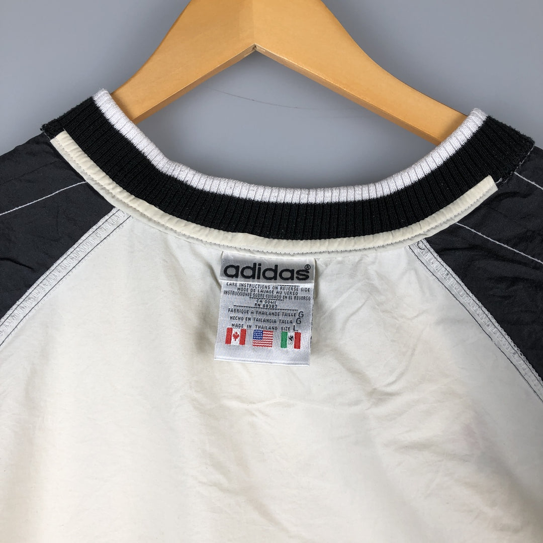 Vintage 80s-90'S Adidas V-neck nylon pullover, men's size L Nylon pale white type Vintage Second Hand