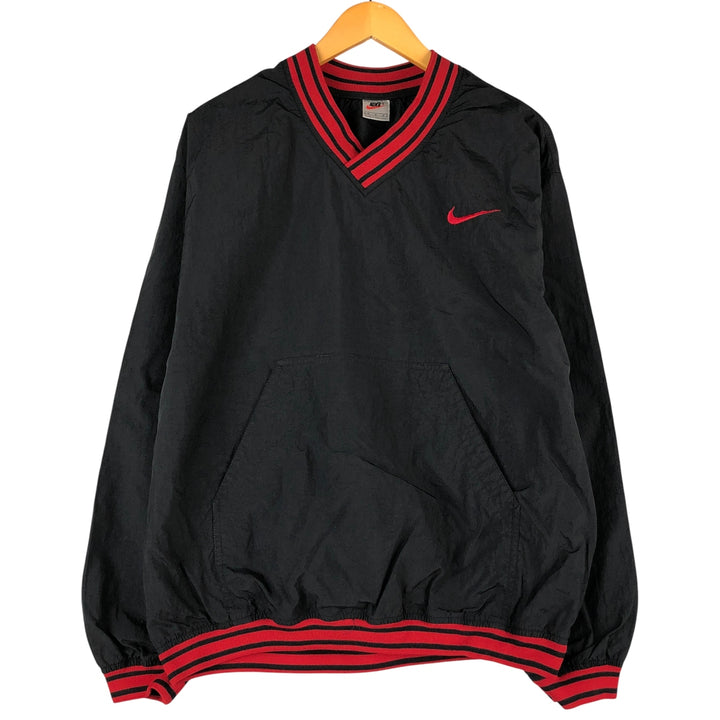 90'S Nike V-neck nylon pullover, men's size M, vintage Nylon black type Vintage Second Hand