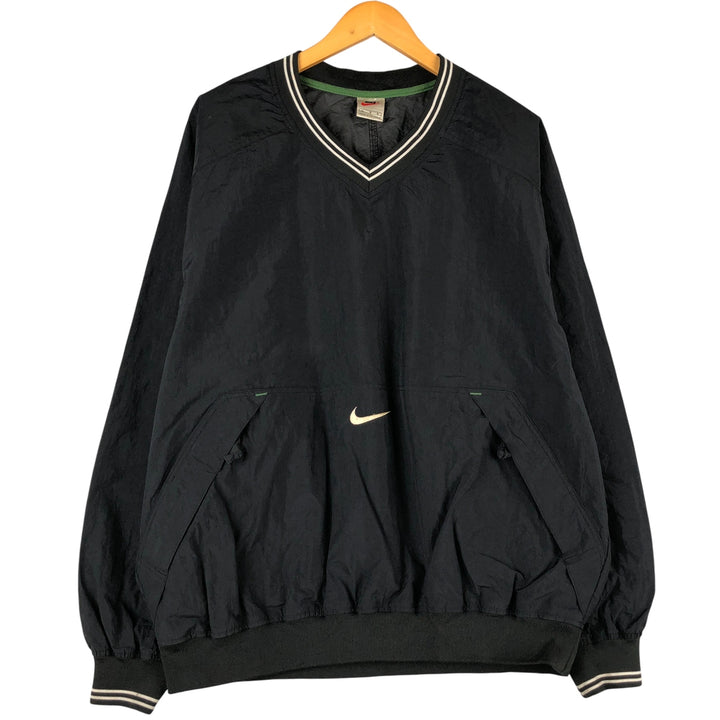 90'S Nike V-neck nylon pullover, men's size L, vintage Nylon black type Vintage Second Hand