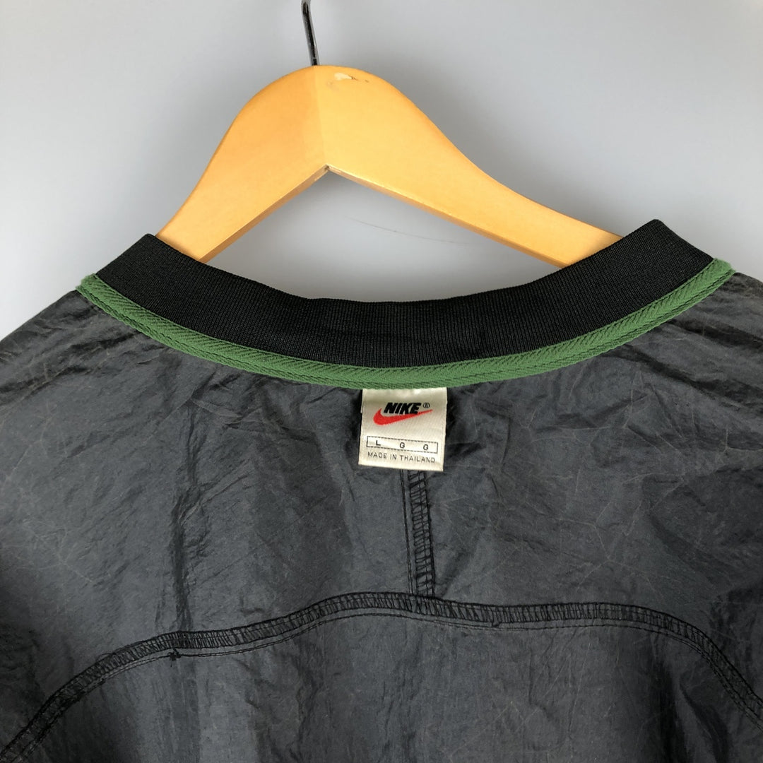 90'S Nike V-neck nylon pullover, men's size L, vintage Nylon black type Vintage Second Hand