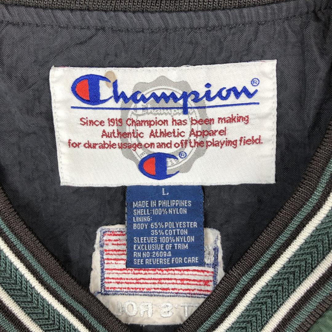 90'S Champion V-neck nylon pullover, men's size L, vintage Nylon green type Vintage Second Hand