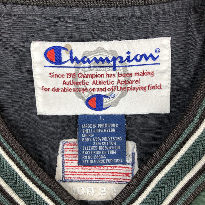 90'S Champion V-neck nylon pullover, men's size L, vintage Nylon green type Vintage Second Hand