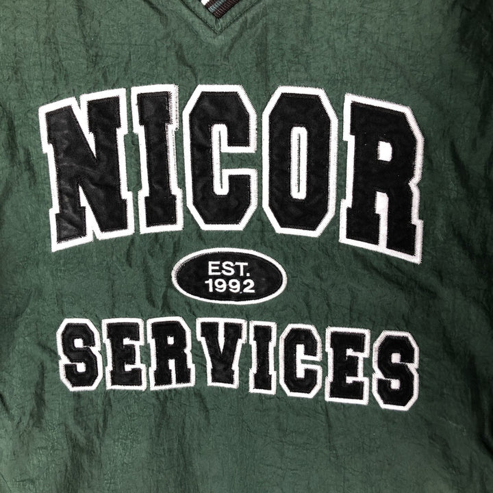 90'S Champion V-neck nylon pullover, men's size L, vintage Nylon green type Vintage Second Hand