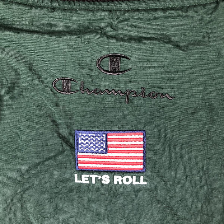 90'S Champion V-neck nylon pullover, men's size L, vintage Nylon green type Vintage Second Hand