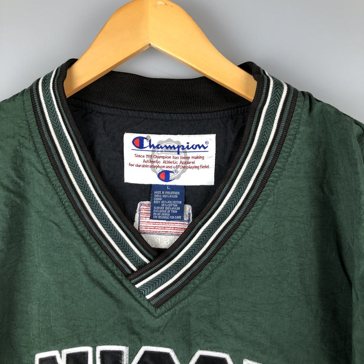 90'S Champion V-neck nylon pullover, men's size L, vintage Nylon green type Vintage Second Hand