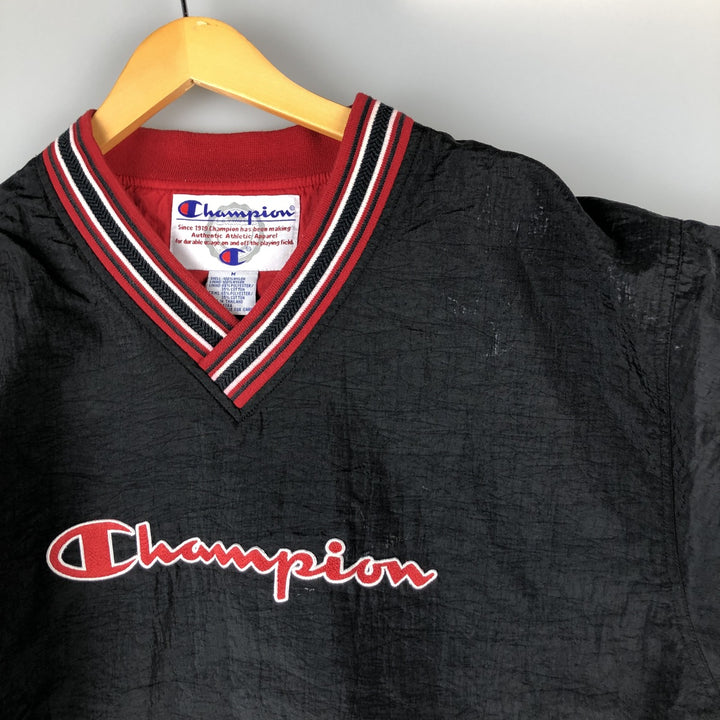 Champion V-neck nylon pullover, men's size M, vintage Nylon black type Vintage Second Hand