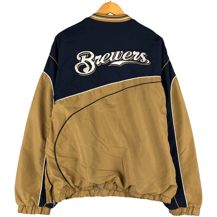 MLB MILWAUKEE BREWERS V-Neck Warm-Up Pullover, Men's Size L polyester navy blue type Vintage Second Hand