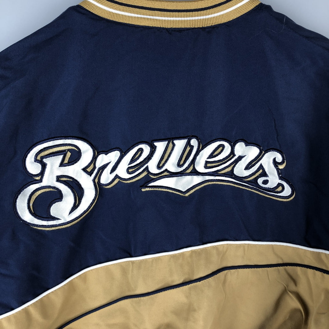 MLB MILWAUKEE BREWERS V-Neck Warm-Up Pullover, Men's Size L polyester navy blue type Vintage Second Hand