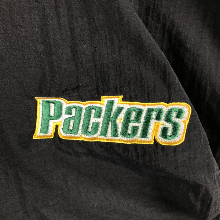Reebok NFL Green Bay Packers V-neck reversible nylon pullover, men's size L Nylon black type Vintage Second Hand