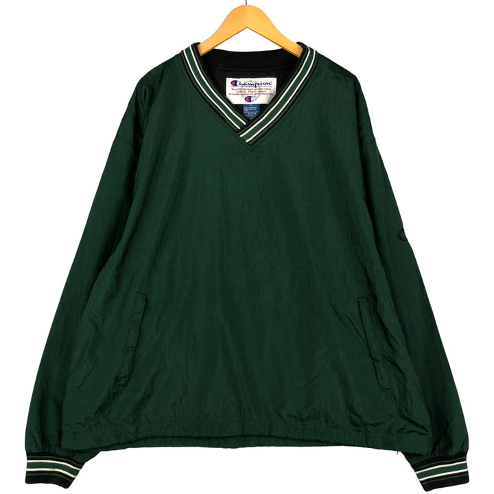 90'S Champion V-neck nylon pullover, men's size XL, vintage Nylon green type Vintage Second Hand