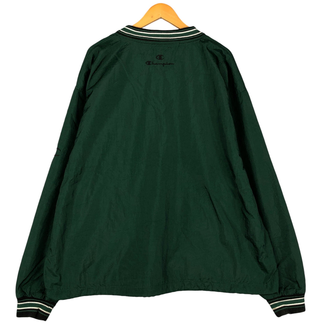 90'S Champion V-neck nylon pullover, men's size XL, vintage Nylon green type Vintage Second Hand