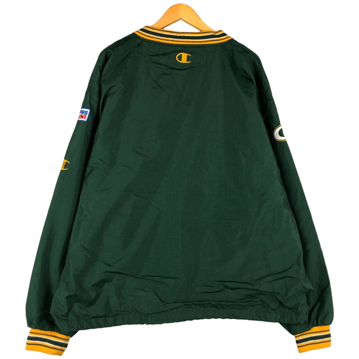 90'S Champion NFL Green Bay Packers V-neck nylon pullover, men's size XL Nylon green type Vintage Second Hand