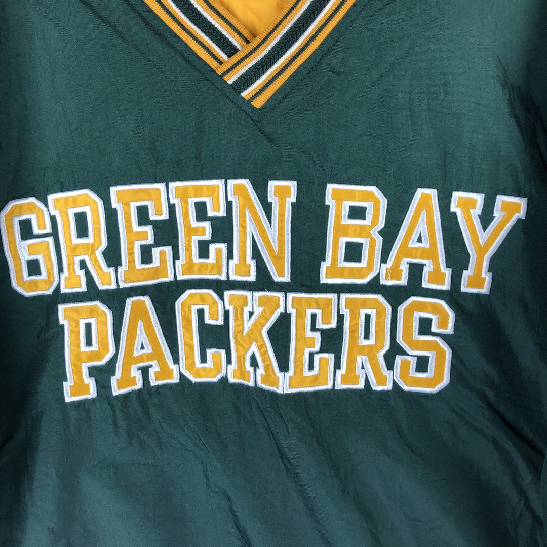 90'S Champion NFL Green Bay Packers V-neck nylon pullover, men's size XL Nylon green type Vintage Second Hand