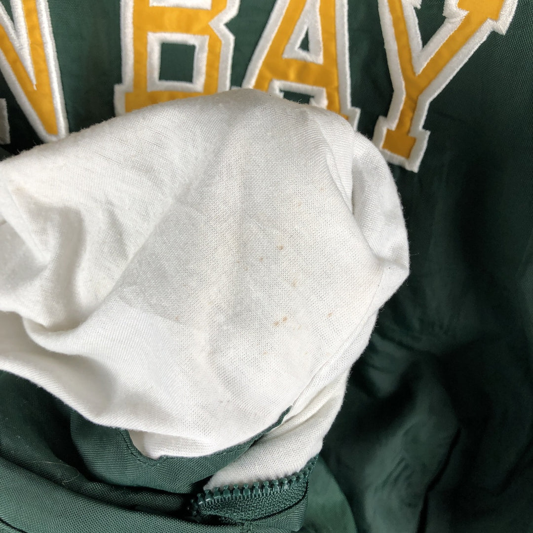 90'S Champion NFL Green Bay Packers V-neck nylon pullover, men's size XL Nylon green type Vintage Second Hand
