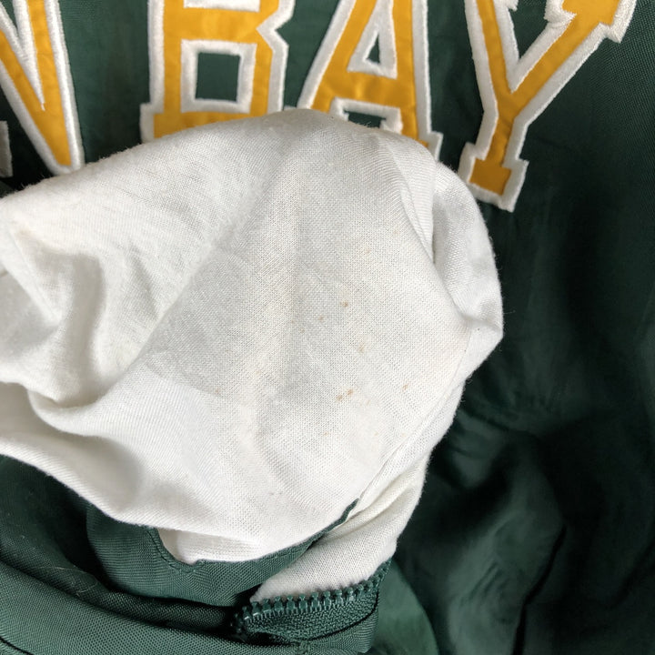 90'S Champion NFL Green Bay Packers V-neck nylon pullover, men's size XL Nylon green type Vintage Second Hand