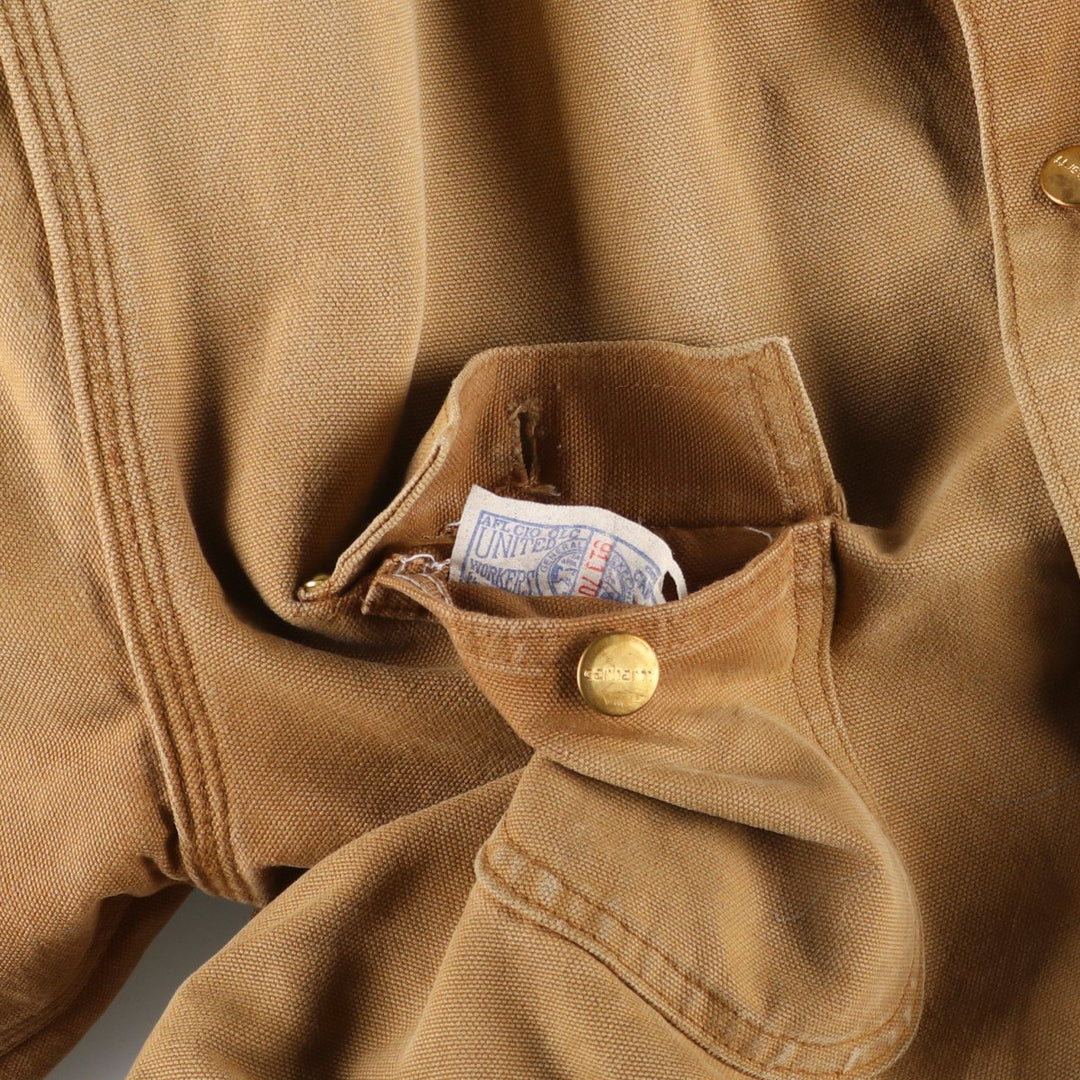 Carhartt Michigan Chore Coat Duck Coverall Men's XL Size unclear Beige type Vintage Second Hand