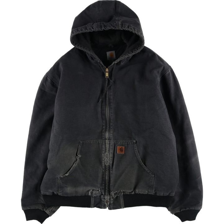 Carhartt Active Jacket, Padded Duck Full-Zip Hoodie, Men's XXL cotton black type Vintage Second Hand
