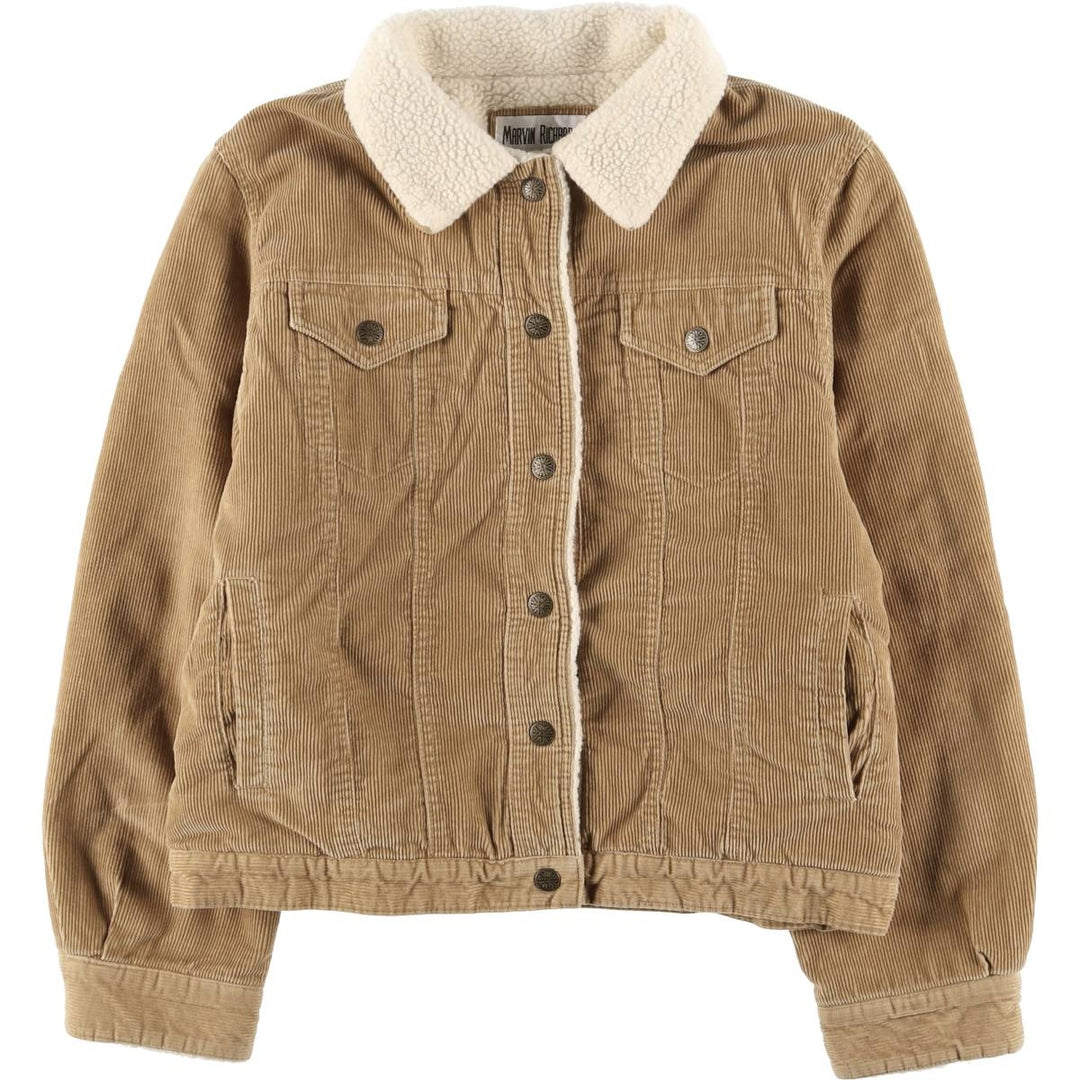 MARVIN RICHARDS Corduroy Boa Jacket, Women's, Size L cotton beige type brown Vintage Second Hand