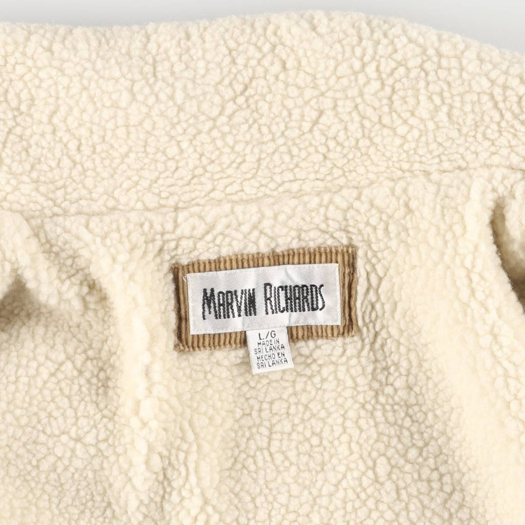 MARVIN RICHARDS Corduroy Boa Jacket, Women's, Size L cotton beige type brown Vintage Second Hand