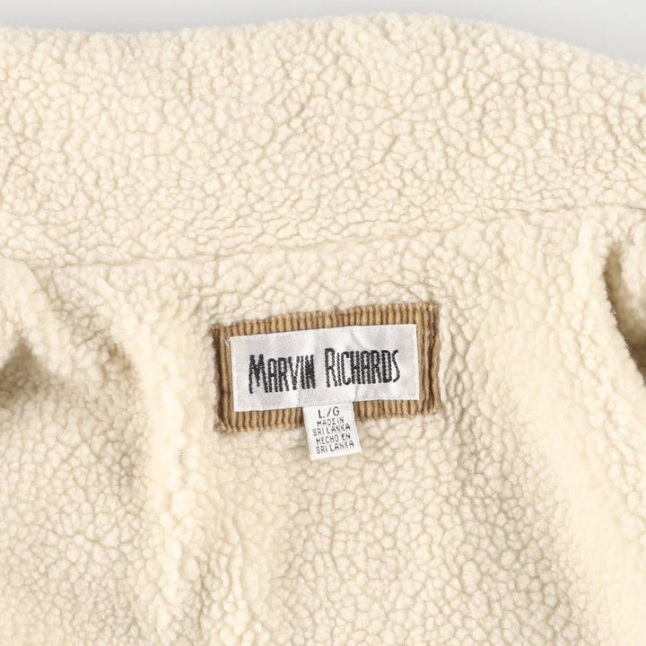 MARVIN RICHARDS Corduroy Boa Jacket, Women's, Size L cotton beige type brown Vintage Second Hand