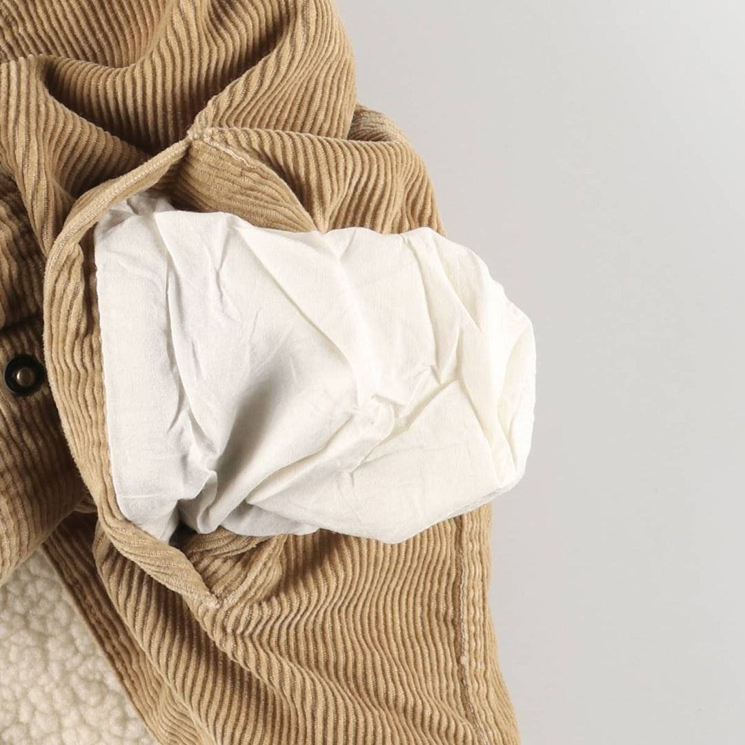 MARVIN RICHARDS Corduroy Boa Jacket, Women's, Size L cotton beige type brown Vintage Second Hand