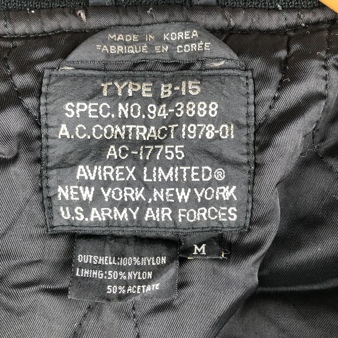 AVIREX B-15 Type Military Flight Jacket, Women's, Size M Nylon black type Vintage Second Hand