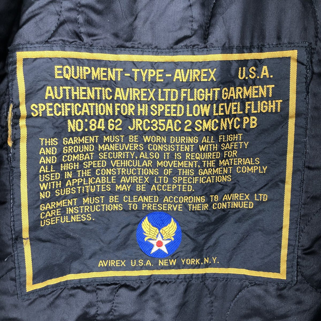 AVIREX B-15 Type Military Flight Jacket, Women's, Size M Nylon black type Vintage Second Hand