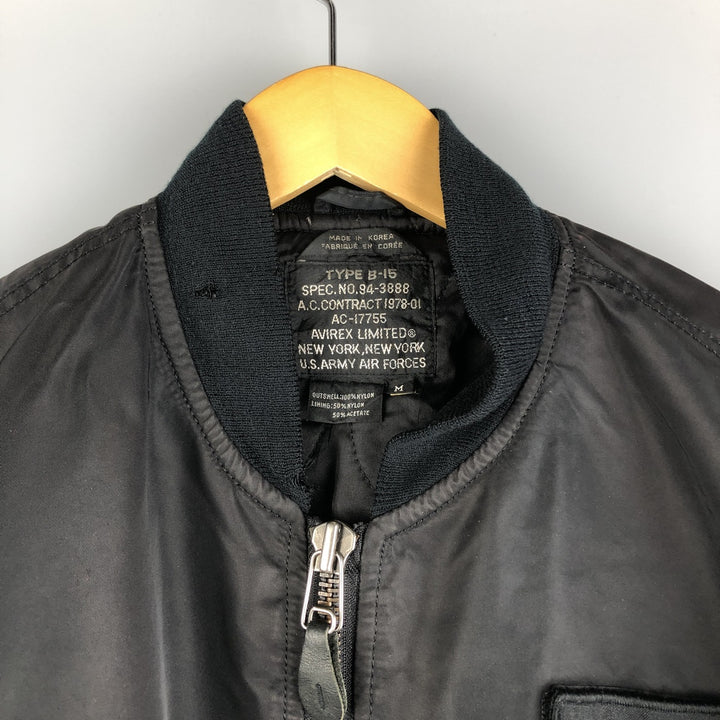 AVIREX B-15 Type Military Flight Jacket, Women's, Size M Nylon black type Vintage Second Hand