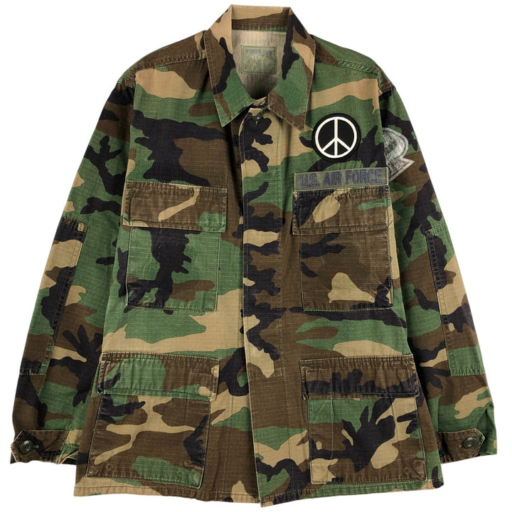 US Military USAF Camouflage Pattern Woodland Camo Ripstop Military Jacket, Women's, Size Medium unclear Khaki type Vintage Second Hand