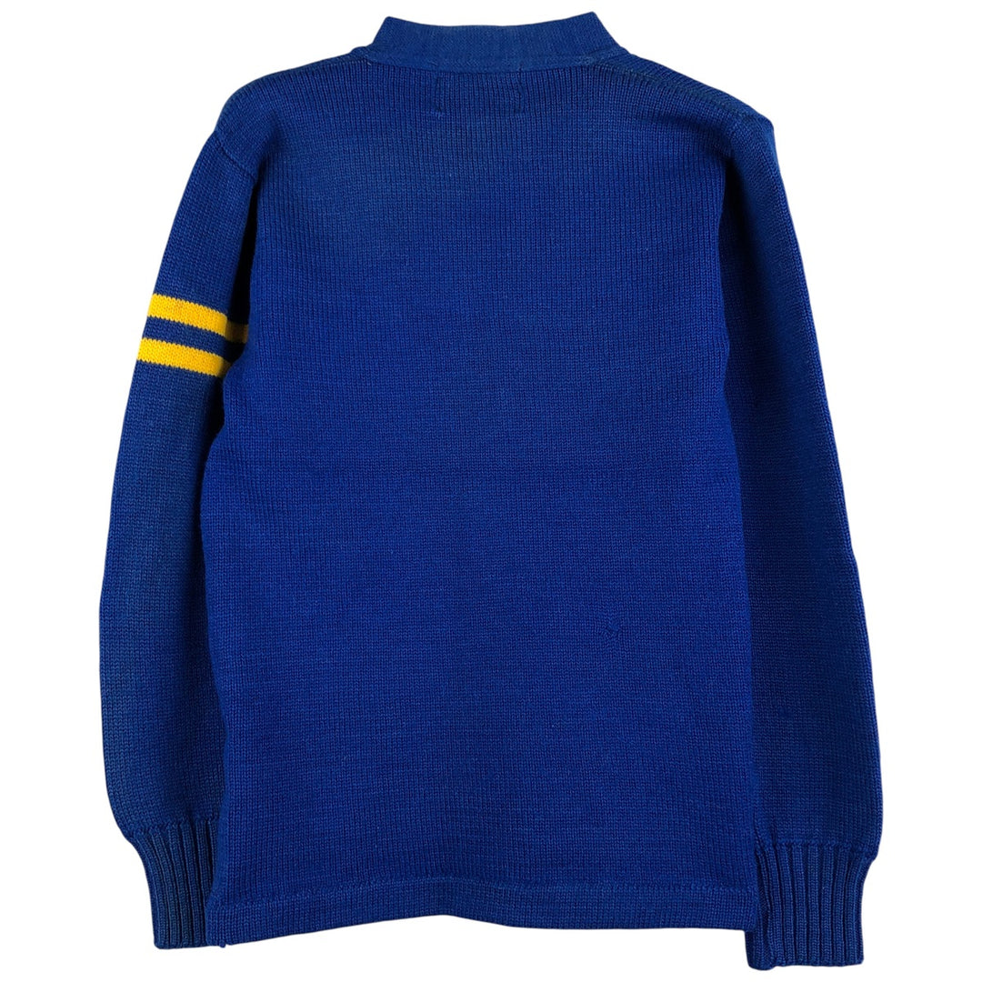 Vintage 70s-80'S THE STANDARD PENNANT CO. Acrylic Lettered Knit Cardigan, Women's Size XS unclear blue type Vintage Second Hand