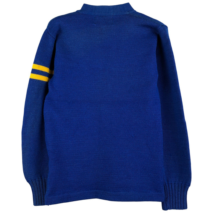 Vintage 70s-80'S THE STANDARD PENNANT CO. Acrylic Lettered Knit Cardigan, Women's Size XS unclear blue type Vintage Second Hand