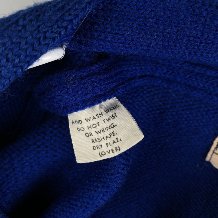Vintage 70s-80'S THE STANDARD PENNANT CO. Acrylic Lettered Knit Cardigan, Women's Size XS unclear blue type Vintage Second Hand