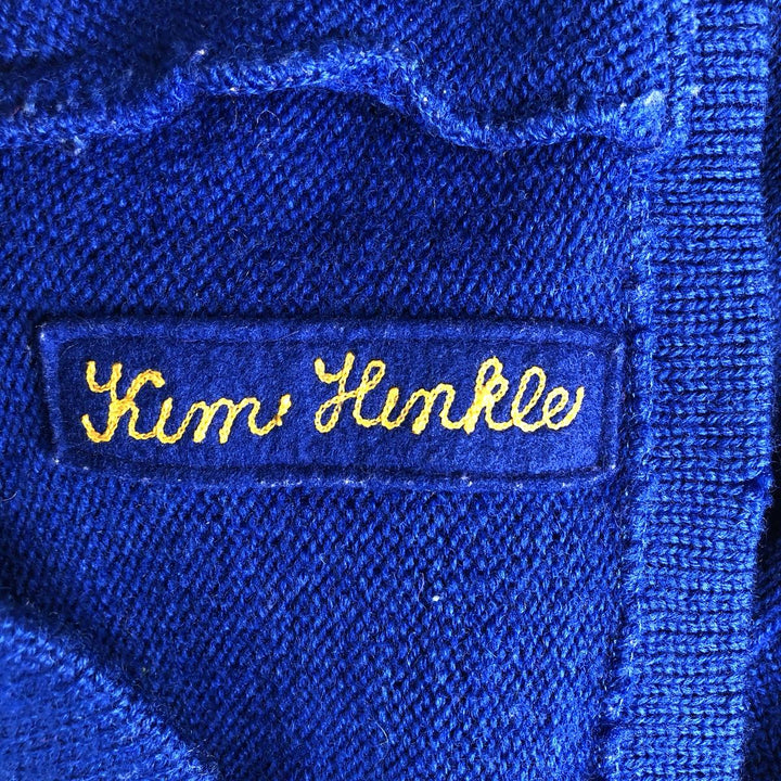 Vintage 70s-80'S THE STANDARD PENNANT CO. Acrylic Lettered Knit Cardigan, Women's Size XS unclear blue type Vintage Second Hand