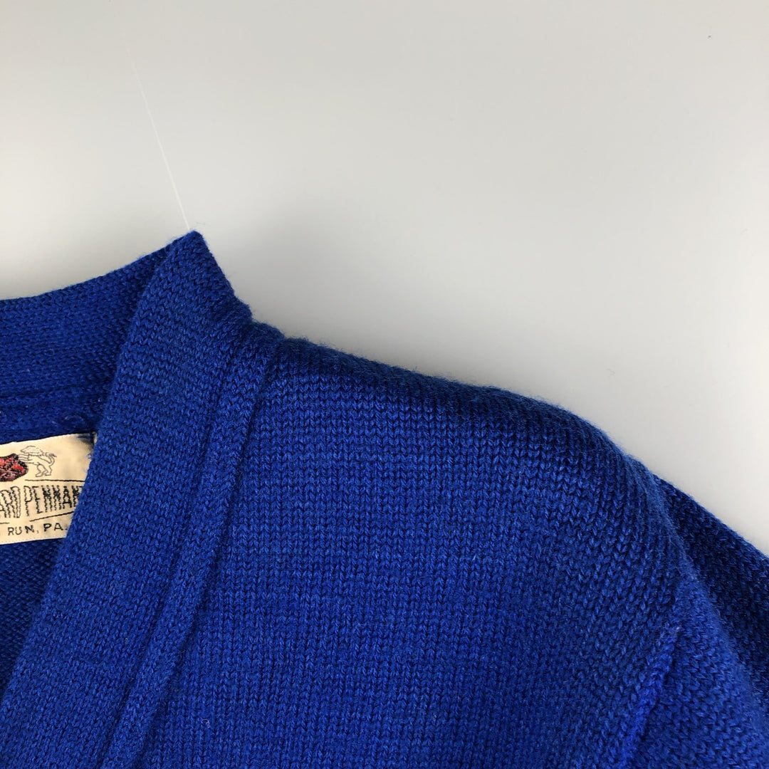 Vintage 70s-80'S THE STANDARD PENNANT CO. Acrylic Lettered Knit Cardigan, Women's Size XS unclear blue type Vintage Second Hand