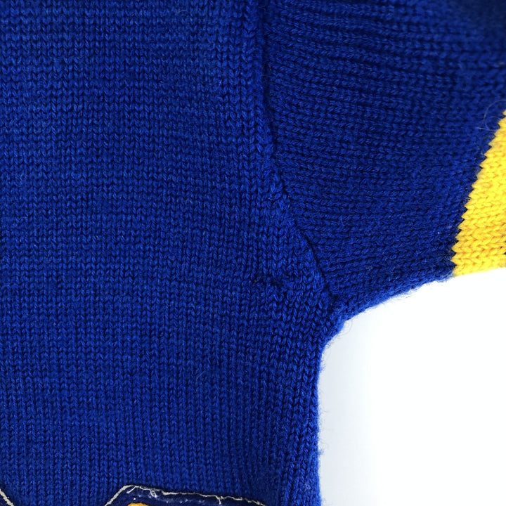 Vintage 70s-80'S THE STANDARD PENNANT CO. Acrylic Lettered Knit Cardigan, Women's Size XS unclear blue type Vintage Second Hand