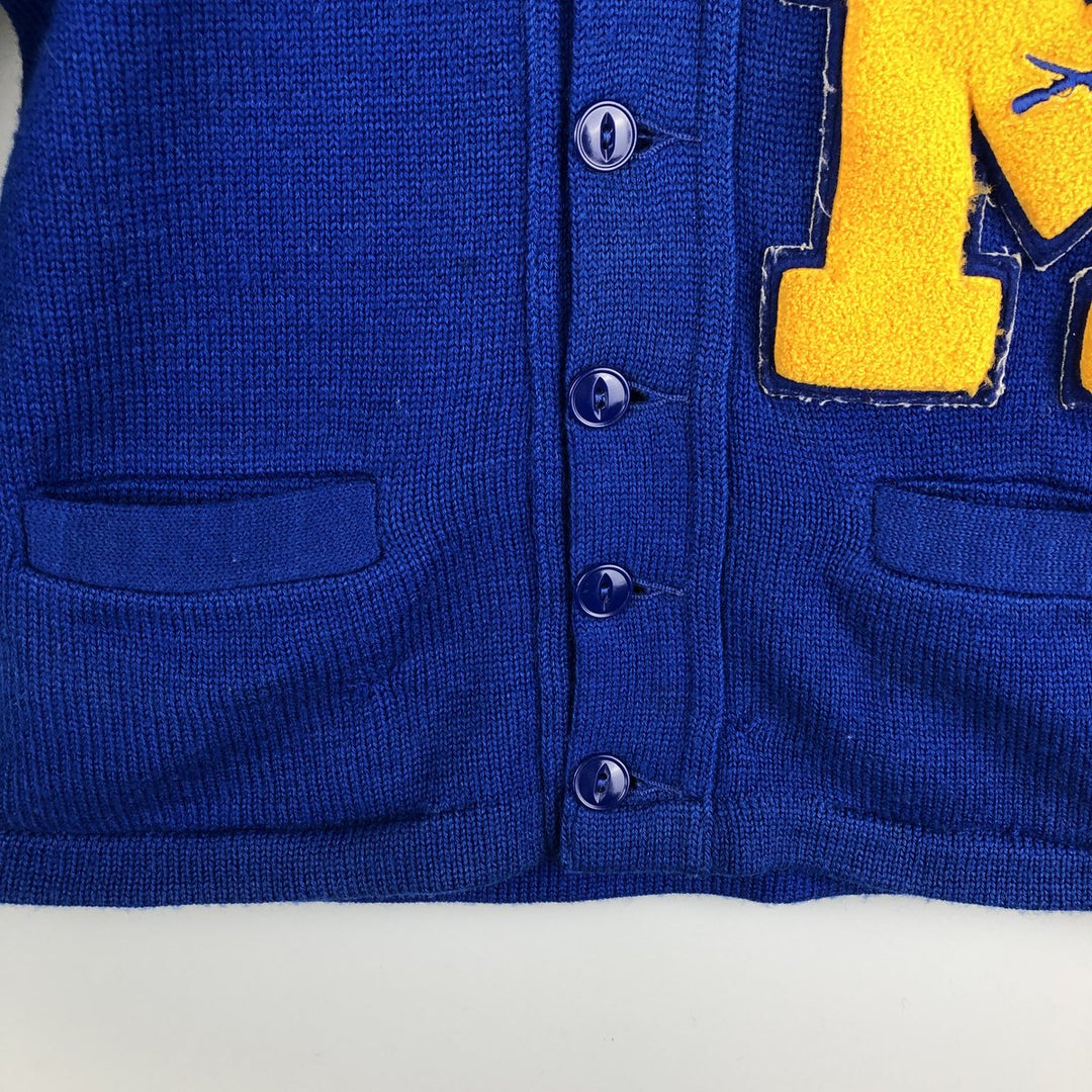 Vintage 70s-80'S THE STANDARD PENNANT CO. Acrylic Lettered Knit Cardigan, Women's Size XS unclear blue type Vintage Second Hand
