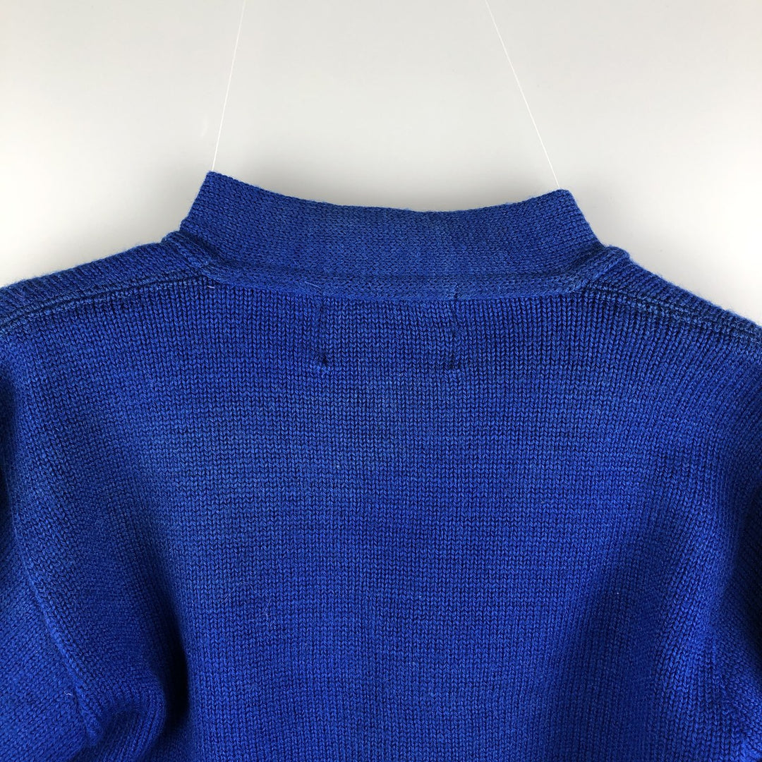 Vintage 70s-80'S THE STANDARD PENNANT CO. Acrylic Lettered Knit Cardigan, Women's Size XS unclear blue type Vintage Second Hand