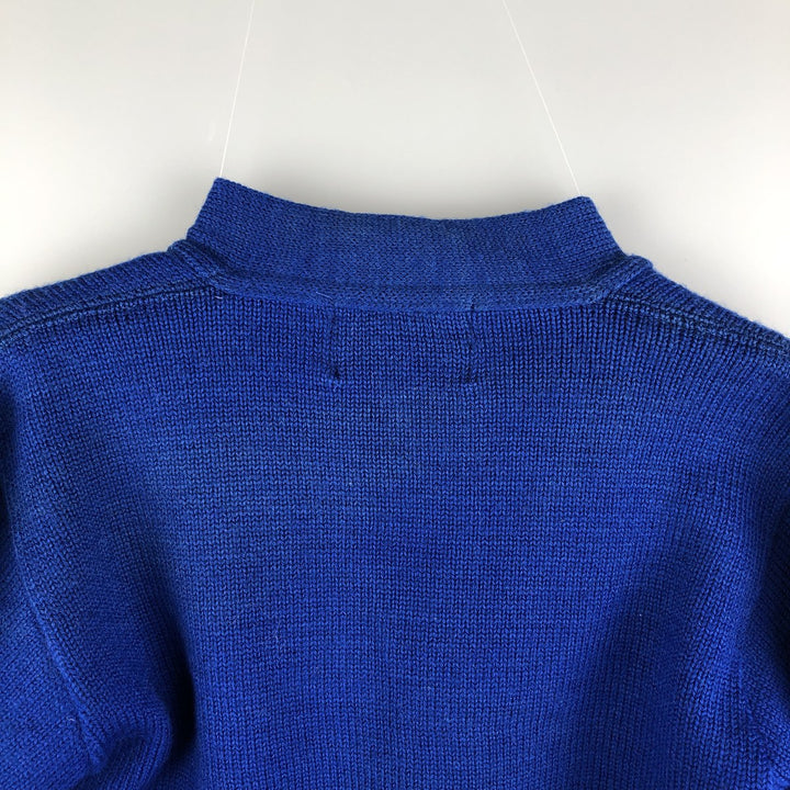 Vintage 70s-80'S THE STANDARD PENNANT CO. Acrylic Lettered Knit Cardigan, Women's Size XS unclear blue type Vintage Second Hand