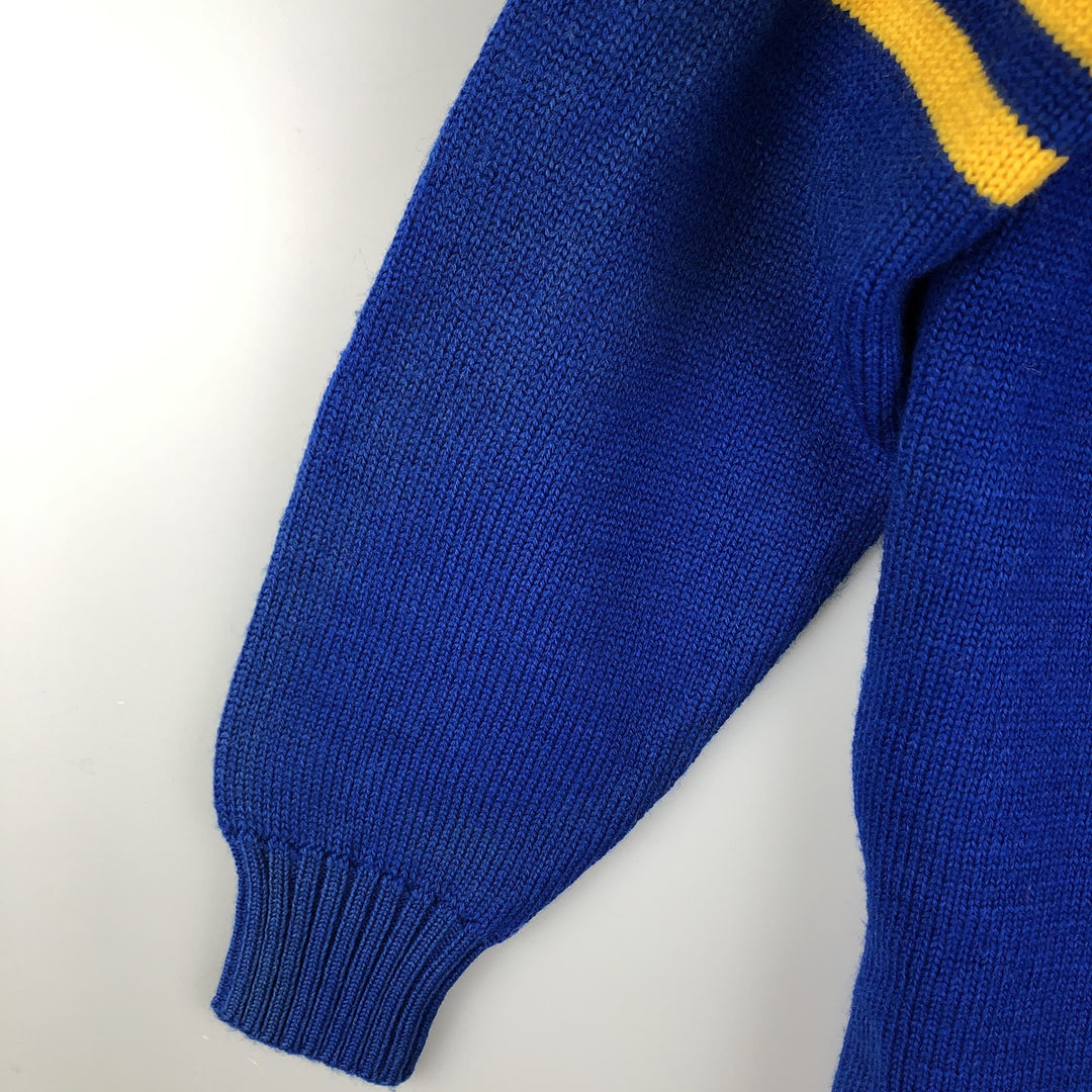 Vintage 70s-80'S THE STANDARD PENNANT CO. Acrylic Lettered Knit Cardigan, Women's Size XS unclear blue type Vintage Second Hand