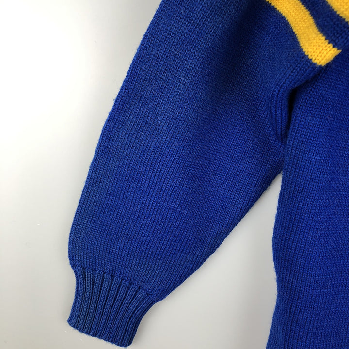 Vintage 70s-80'S THE STANDARD PENNANT CO. Acrylic Lettered Knit Cardigan, Women's Size XS unclear blue type Vintage Second Hand
