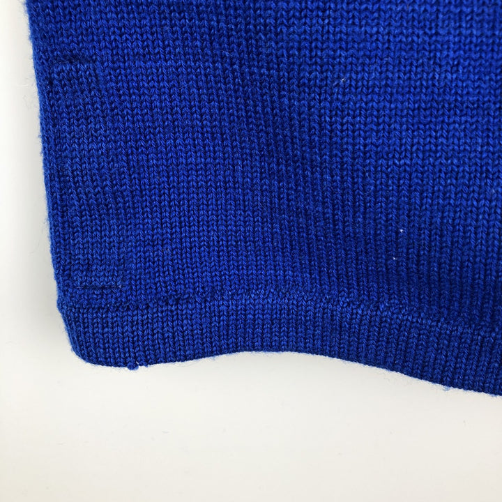 Vintage 70s-80'S THE STANDARD PENNANT CO. Acrylic Lettered Knit Cardigan, Women's Size XS unclear blue type Vintage Second Hand