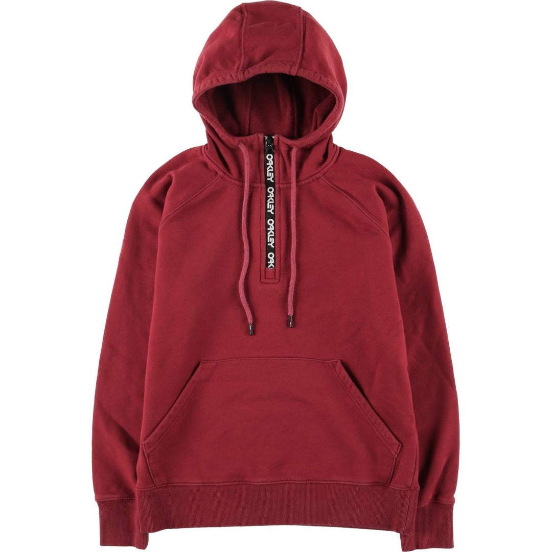Oakley CUSTOM FIT Back Print Sweat Half Zip Hoodie Women's Size S cotton red type Vintage Second Hand