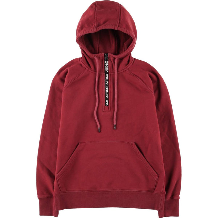 Oakley CUSTOM FIT Back Print Sweat Half Zip Hoodie Women's Size S cotton red type Vintage Second Hand