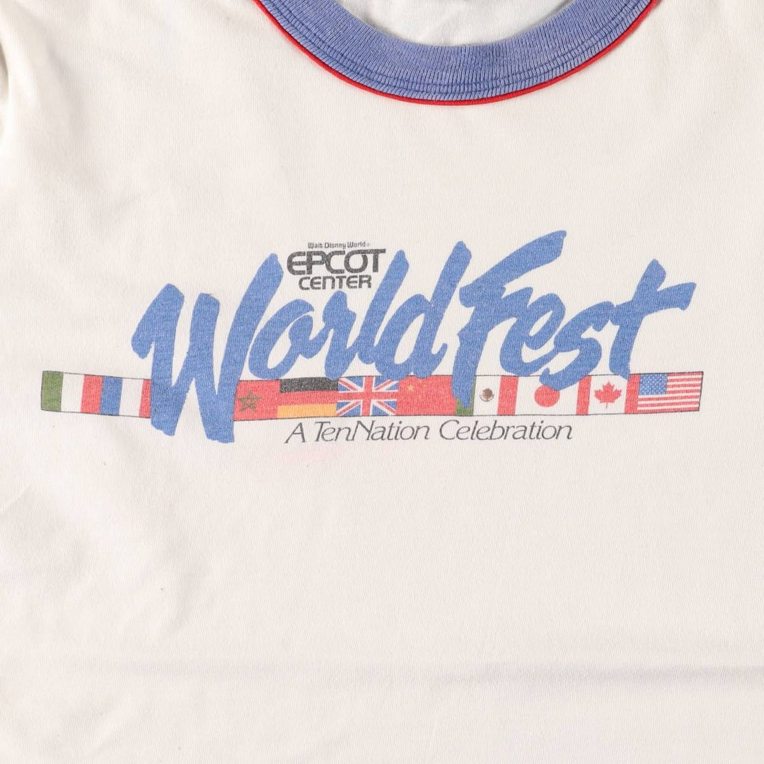 Vintage 1980'S Disney Ringer T-shirt, Made in USA, Men's Size Small cotton white type Vintage Second Hand