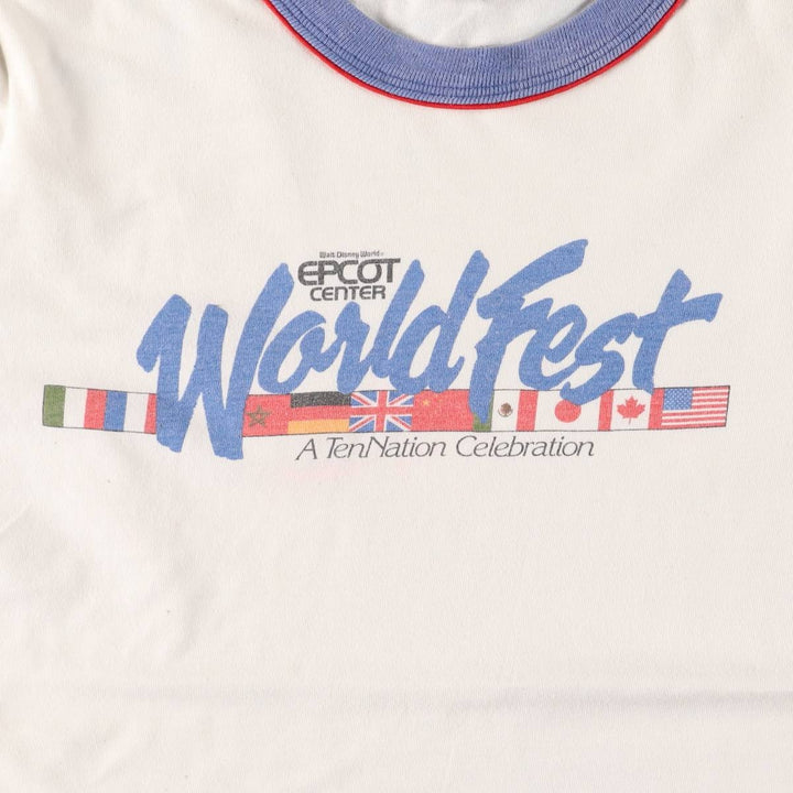 Vintage 1980'S Disney Ringer T-shirt, Made in USA, Men's Size Small cotton white type Vintage Second Hand