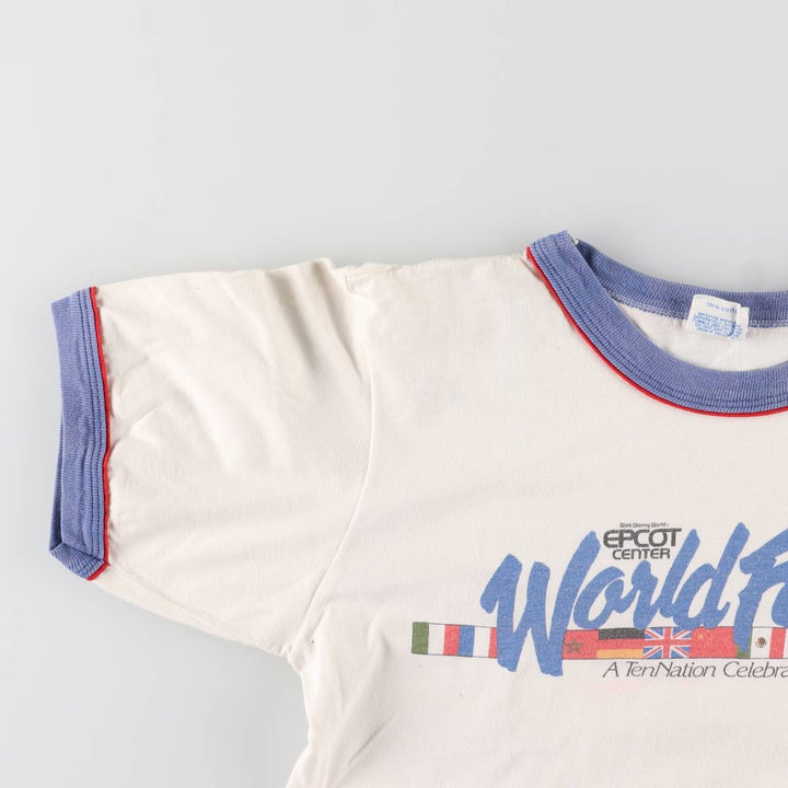 Vintage 1980'S Disney Ringer T-shirt, Made in USA, Men's Size Small cotton white type Vintage Second Hand