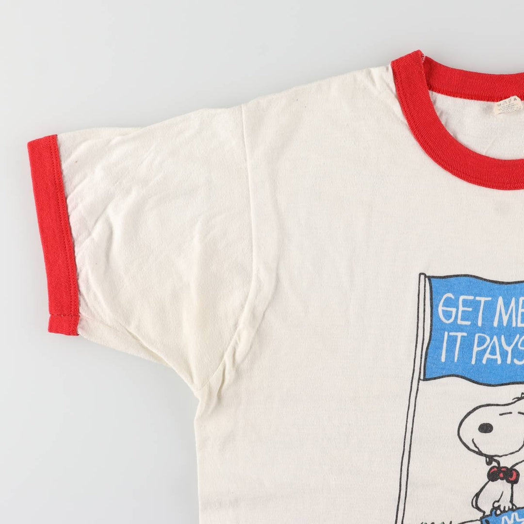 Vintage 1980'S Screen Stars Snoopy Ringer T-Shirt, Made in USA, Women's Size XL cotton white type Vintage Second Hand