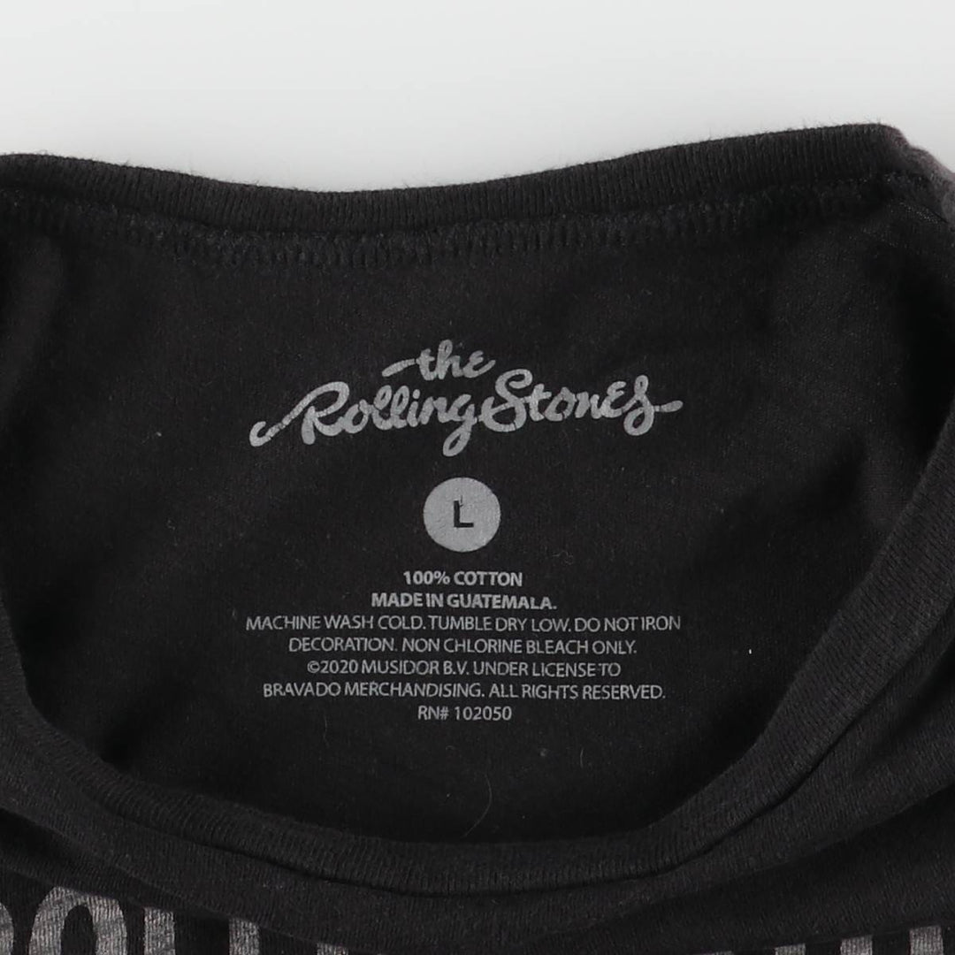 THE ROLLING STONES band T-shirt, women's size L cotton black type Vintage Second Hand