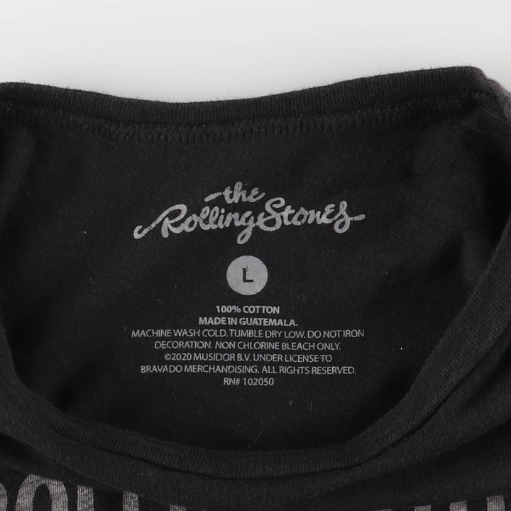 THE ROLLING STONES band T-shirt, women's size L cotton black type Vintage Second Hand